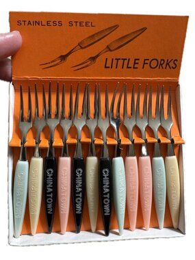 Vintage Set of Little Fork Chinatown Souvenirs Party Hors D'oeuvres Mid Century